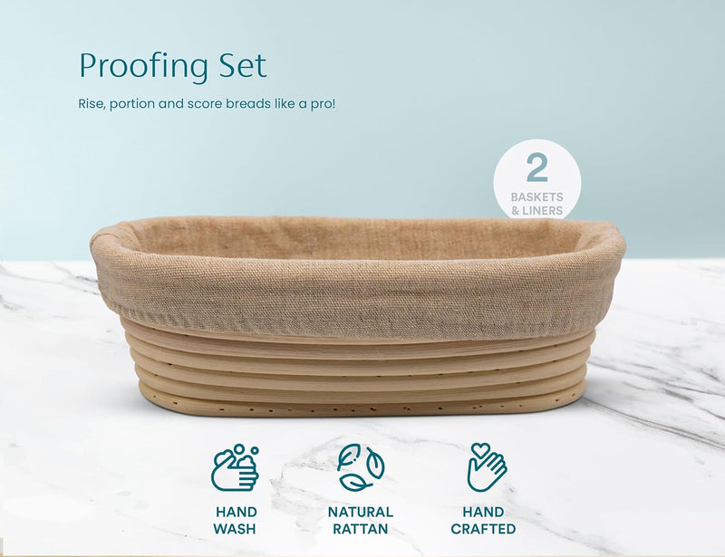 Kook Sourdough Bread Proofing Set with Banneton Baskets Tools and Case