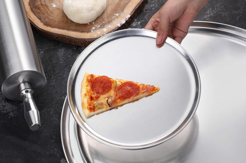 New Star Foodservice Pizza Pan - Aluminum Restaurant-Grade 12-Inch Pack of 6