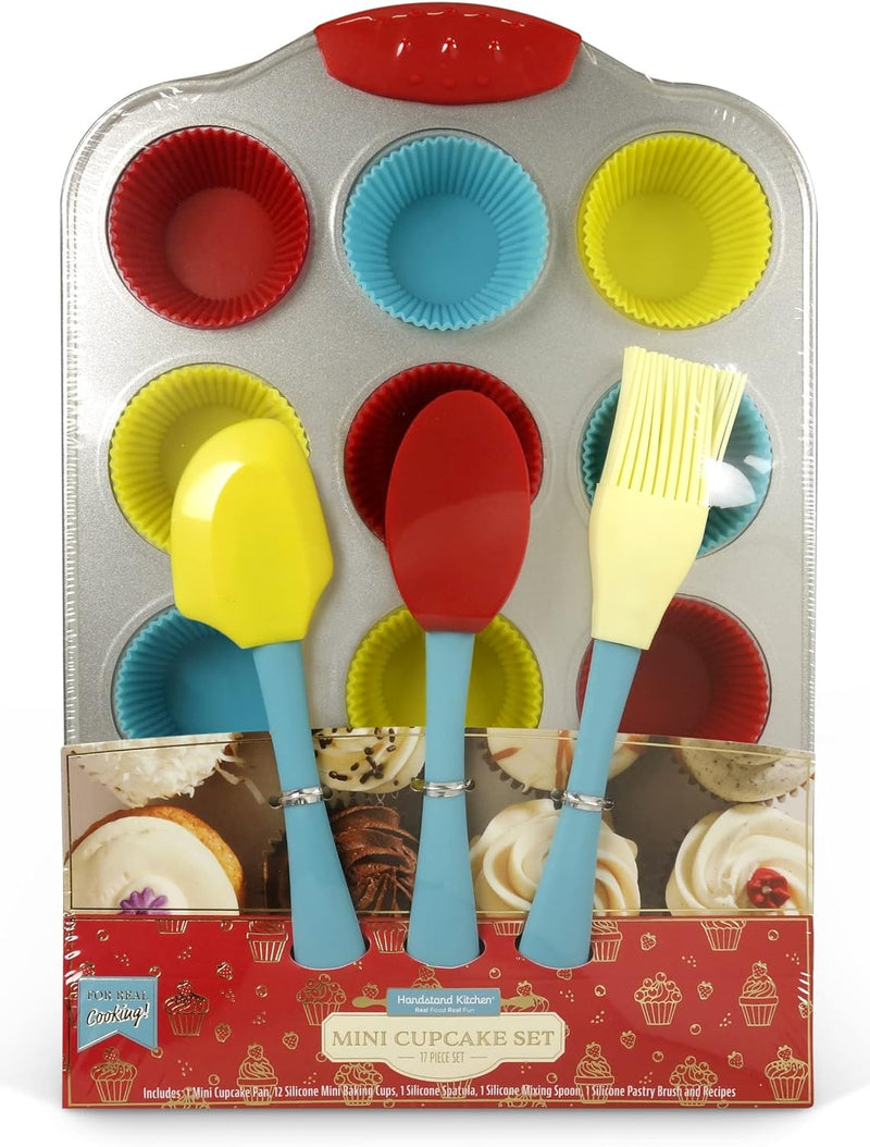 Handstand Kitchen 20-Piece Mini Cupcake Baking Set for Kids with Recipes