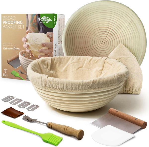 Sourdough Bread Baking Kit - Round Banneton Basket Tools  Accessories Included