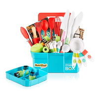 NutriChef Kids Cooking & Baking Set - Complete Cooking Set for Girls & Boys, Includes Little Chef's Apron. Kitchen Supplies, Nylon Knives, Utensils, & Baking Tools, Great Gift for Ages 4 and Up