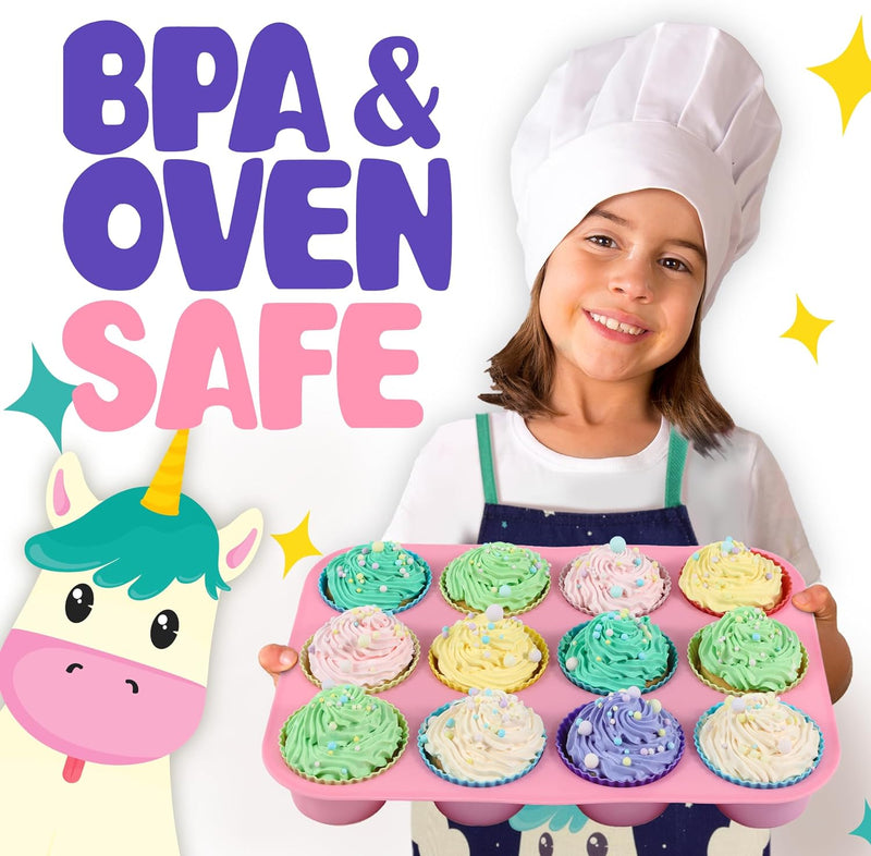 Kids Baking Set - 14pc Unicorn Chef Kit - Cooking Gift for Boys  Girls 4-12 Unicorn Theme