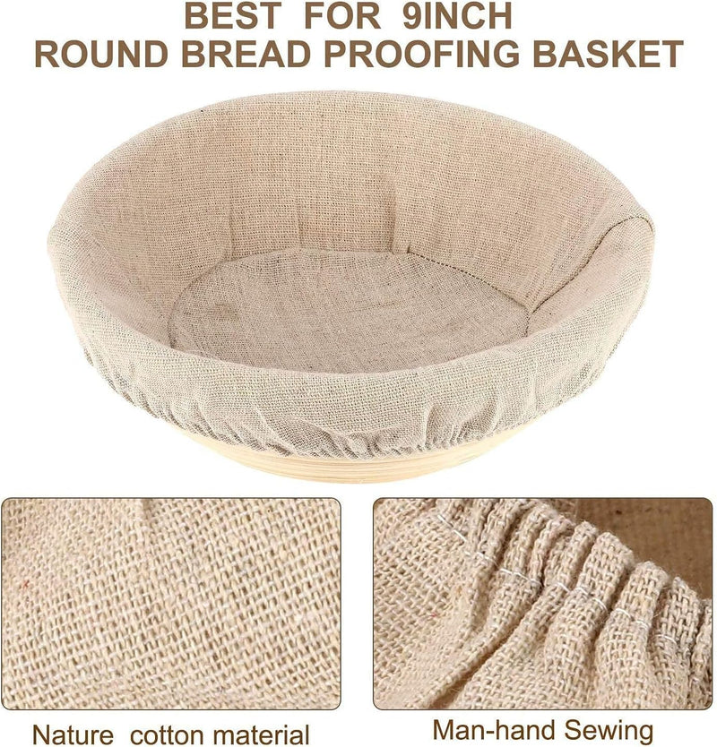 Rattan Proofing Basket with Liner and Cover - Round 10 Inch