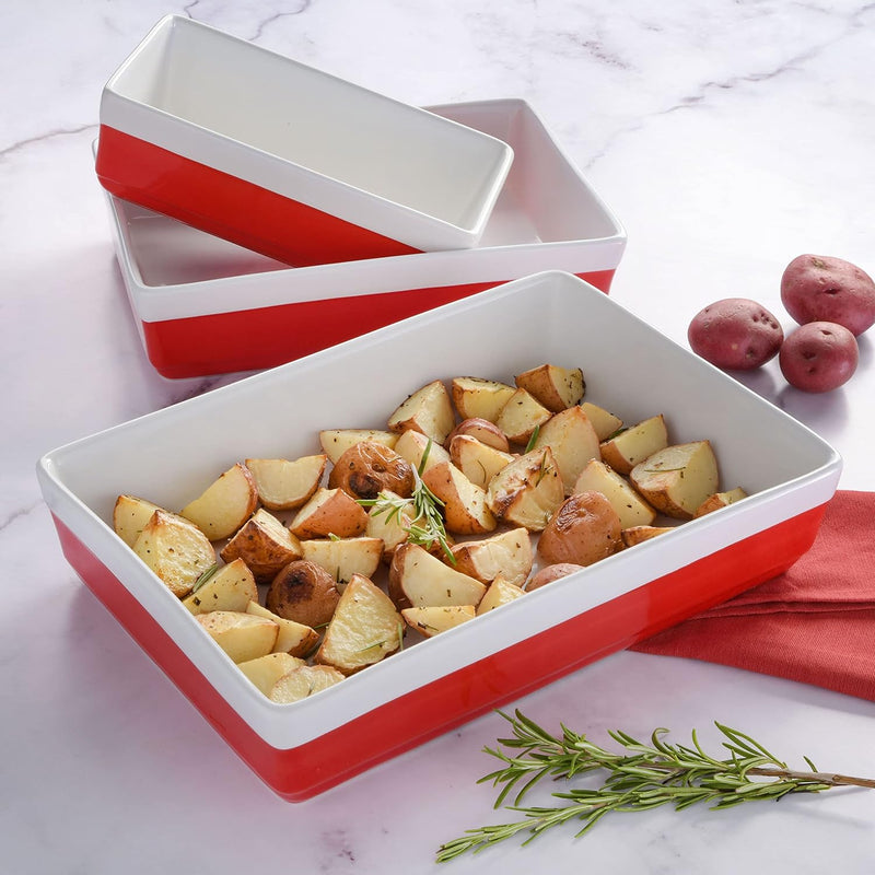 MARTHA STEWART 3-Piece Stoneware Bakeware Set - Grey