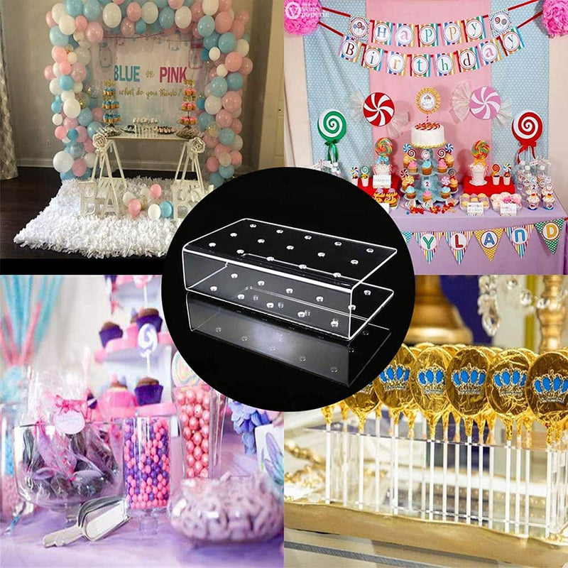 Acrylic Lollipop Holder  Cake Pop Stand Set - 100PCS Bags Sticks  Twist Ties Included 2 Pack