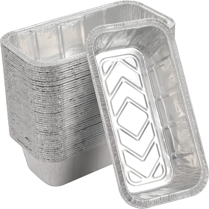 Heavy Duty Disposable Aluminum Foil Bread Pans - 50 Pack Standard Size