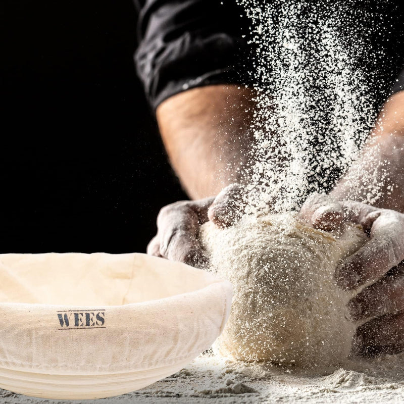 Handmade Bread Banneton Proofing Basket with Linen Cloth and User Guide