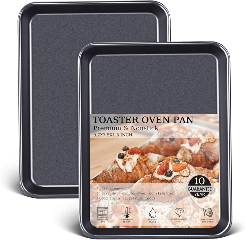 Nonstick Toaster Oven Baking Pans - 2 Pack 97x75 Inches Dishwasher Safe