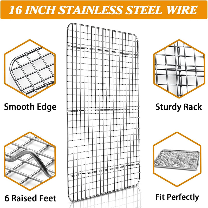 Stainless Steel Baking Sheet with Rack Set - Non Toxic  Heavy Duty - 16 x 12 x 1 Inch