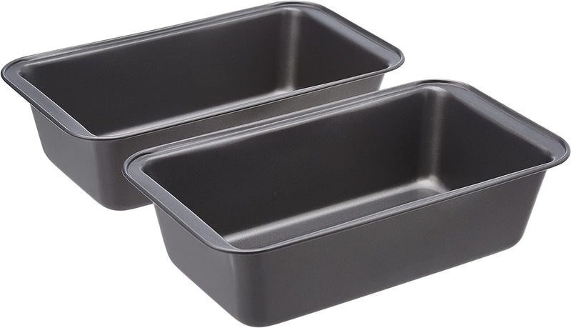 Set of 2 Gray Bread Loaf Pans 95 x 5 Inch Rectangular Baking