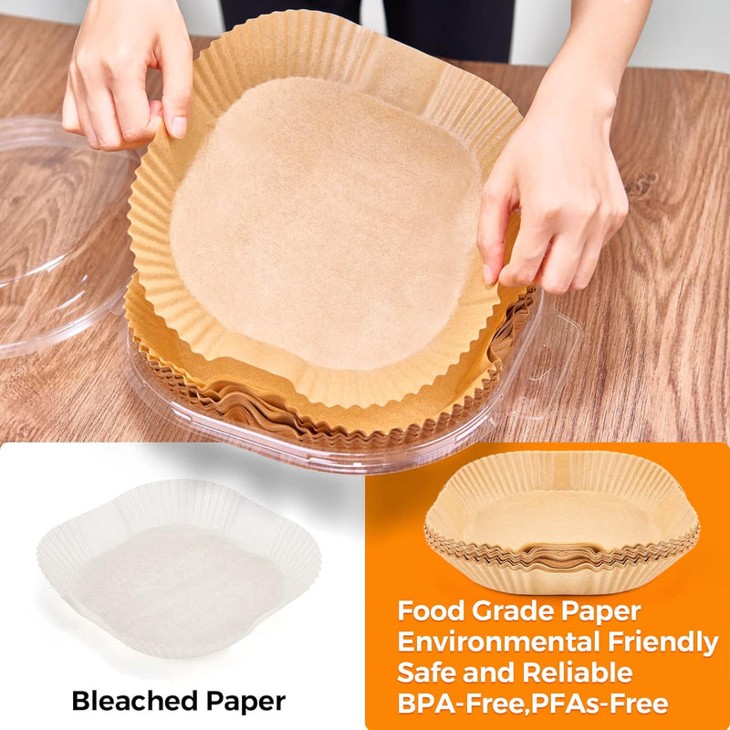 Air Fryer Disposable Liners - 125 Pcs Parchment Paper Non-Stick Square 8IN - Microwave Safe