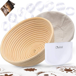 Banneton Proofing Basket Set with Cloth Liner and Bread Stencils - Chefast