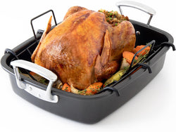 Deluxe Carbon Steel Roasting Pan with Rack - 185 x 145-Inch