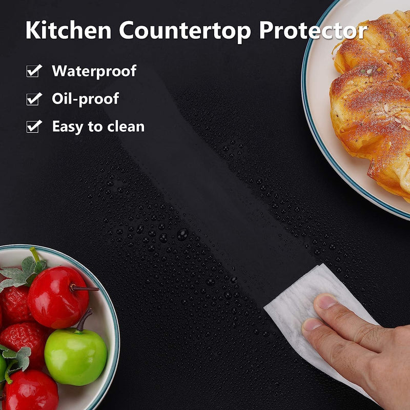 Large Silicone Kitchen Counter Mat 25 x 17 Nonslip Heat Resistant Multipurpose Pad - Black