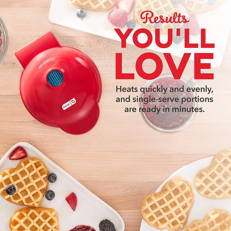 Kid-Friendly Donut  Waffle Maker Combo - Aqua  Red Heart 4 Inch