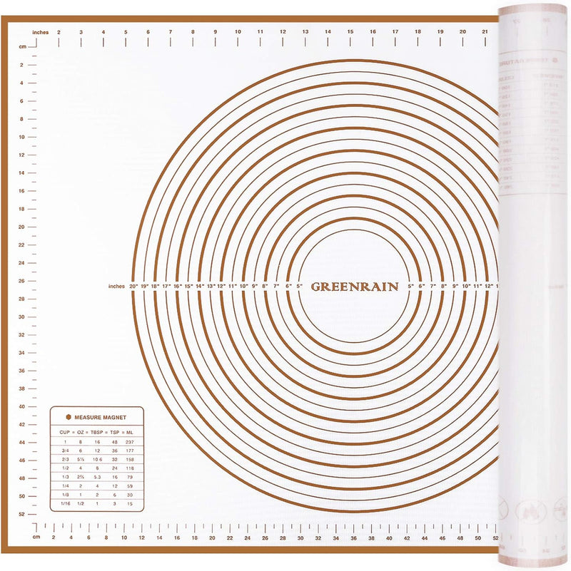 Large Non-Stick Silicone Baking Mat with Measurements - Kitchen Pastry Mat for Fondant Dough and Pie Crusts 16 x 24 Red