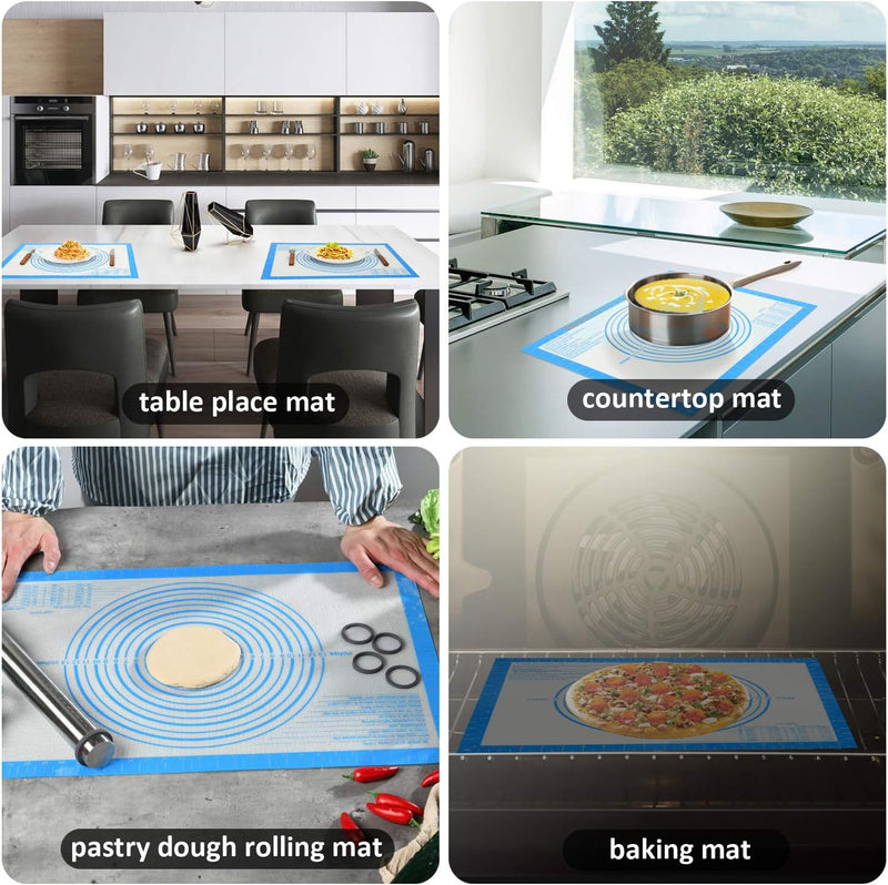 Extra Large Nonstick Silicone Pastry Mat - 28 x 20 with Measurements by Folksy Super Kitchen