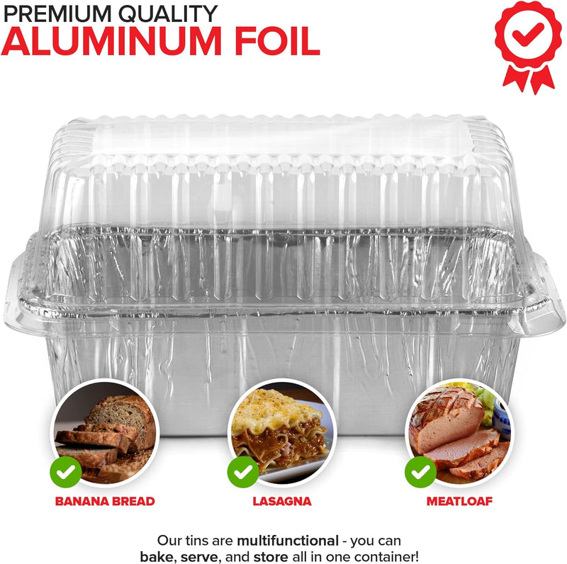 Aluminum Foil Mini Loaf Pans - 50 Pack 2 lb Disposable Baking Tins Ideal for Cakes Breads and Meat