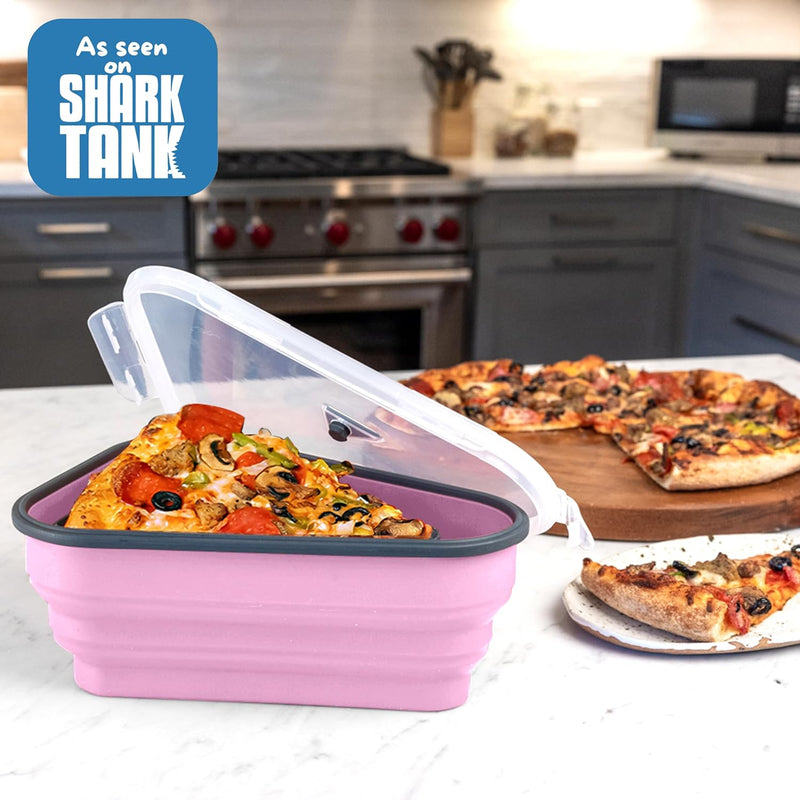 The Perfect Pizza Pack - Reusable Pizza Storage Container with 5 Microwavable Trays - BPA-Free Organizer for Space-Saving Red