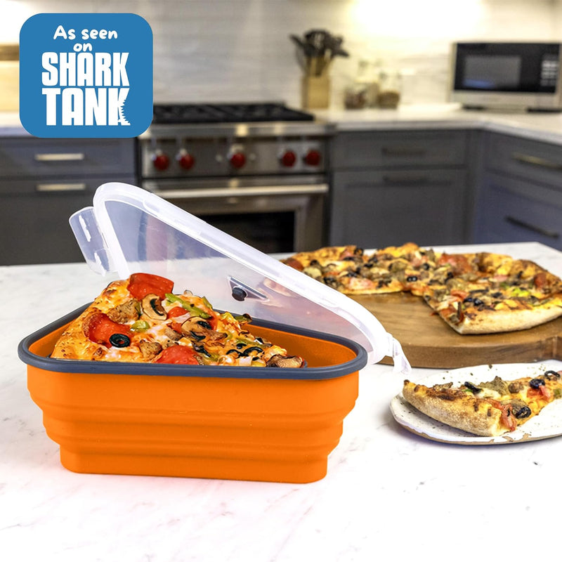 The Perfect Pizza Pack - Reusable Pizza Storage Container with 5 Microwavable Trays - BPA-Free Organizer for Space-Saving Red