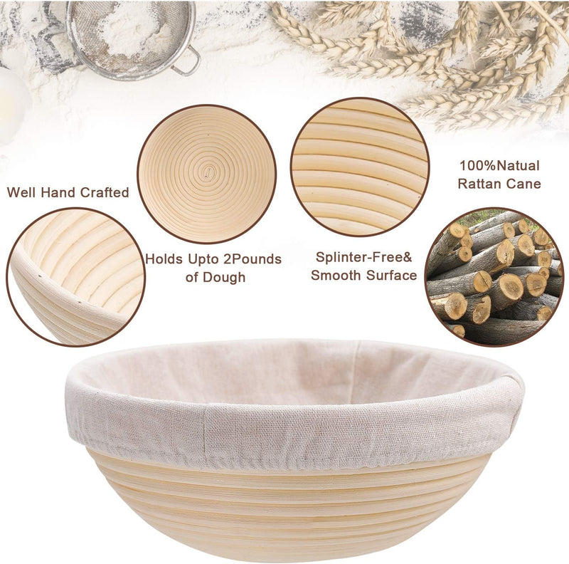 Banneton Proofing Basket Set - Sourdough Bread Baking Kit