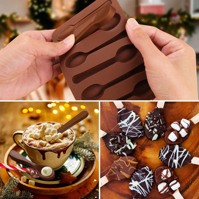 Silicone Chocolate Spoon Mold - 4 Piece Hot Cocoa  Coffee Stirring Spoons for Handmade Treats