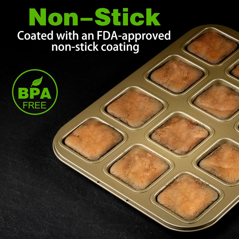 Heavy Duty Non-Stick Brownie  Muffin Baking Pan - 2 Pack