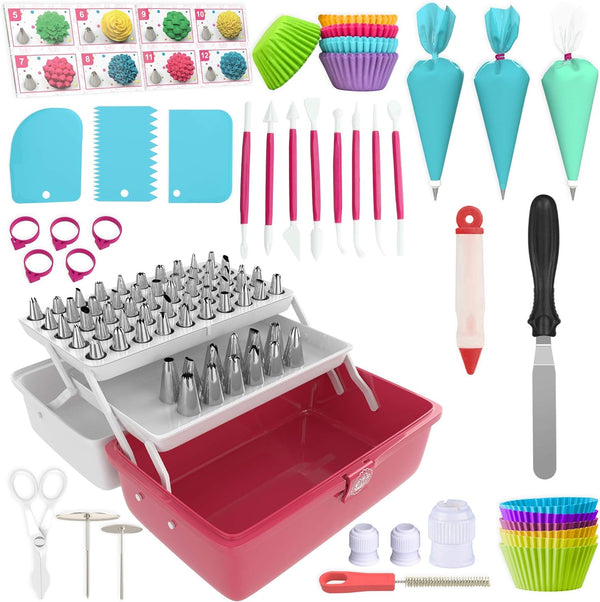246-Piece Cake Decorating Kit with Piping Bags and Tips - Cupcake Cookie and Cake Supplies