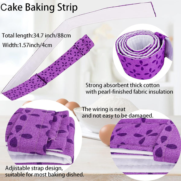 Winerming 4-Piece Cake Pan Strips - Keeps Cakes Level with Absorbent Cotton