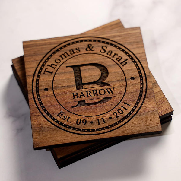 Handmade Personalized Coasters - USA Christmas Anniversary Gifts for Him