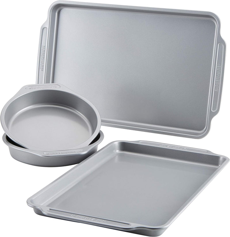 Farberware Nonstick Steel Bakeware Set - 10-Piece with Cooling Rack Gray