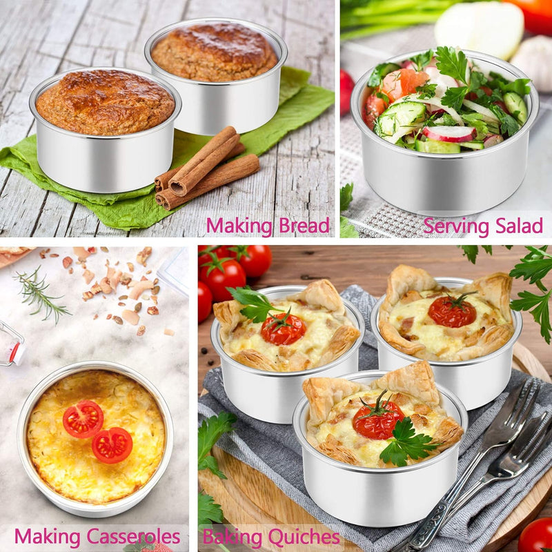 E-far Mini Round Cake Pan Set - Stainless Steel Non-Toxic Baking Pans Mirror Finish Dishwasher Safe Set of 3