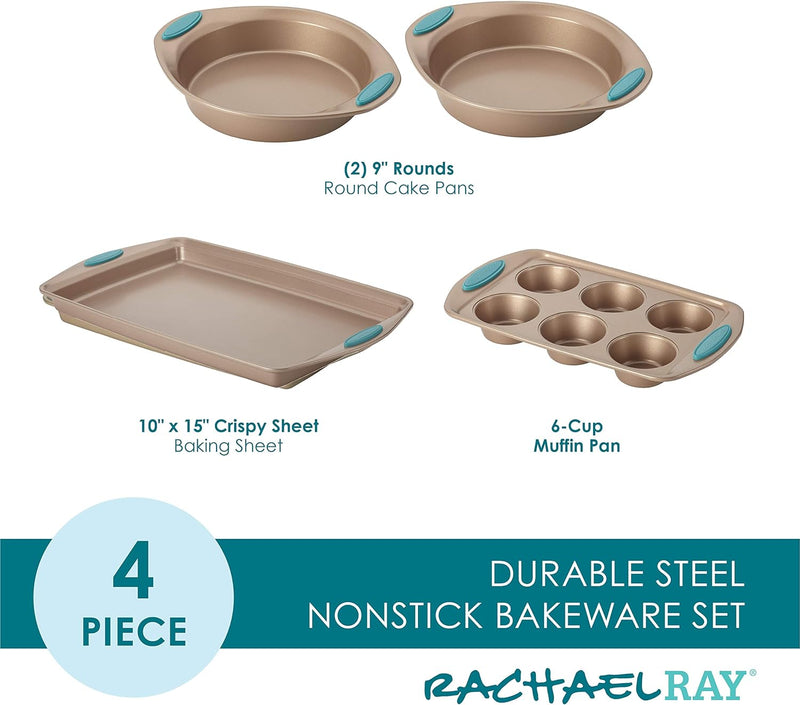 Rachael Ray Cucina Nonstick Bakeware Set - 10 Piece Latte  Cranberry