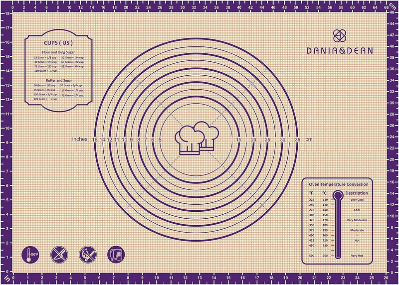 Extra Thick Silicone Baking Mat Non-Stick Large Sheet Mat with Measurement - Reusable for Baking and Dough Rolling