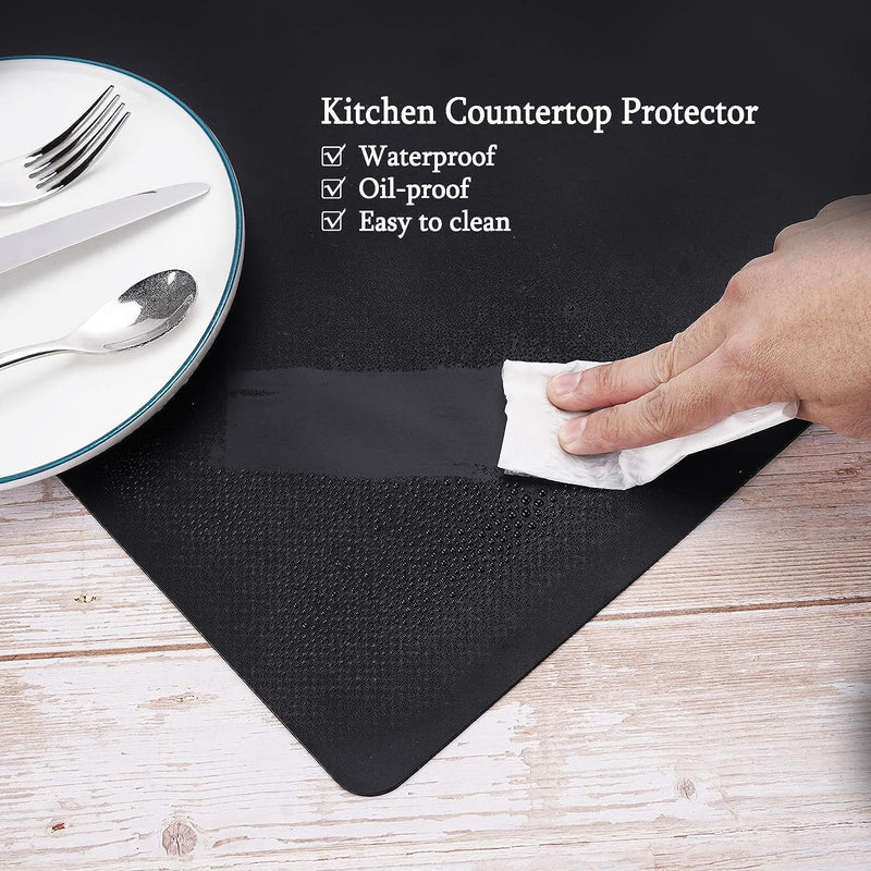 Large Silicone Kitchen Counter Mat 25 x 17 Nonslip Heat Resistant Multipurpose Pad - Black