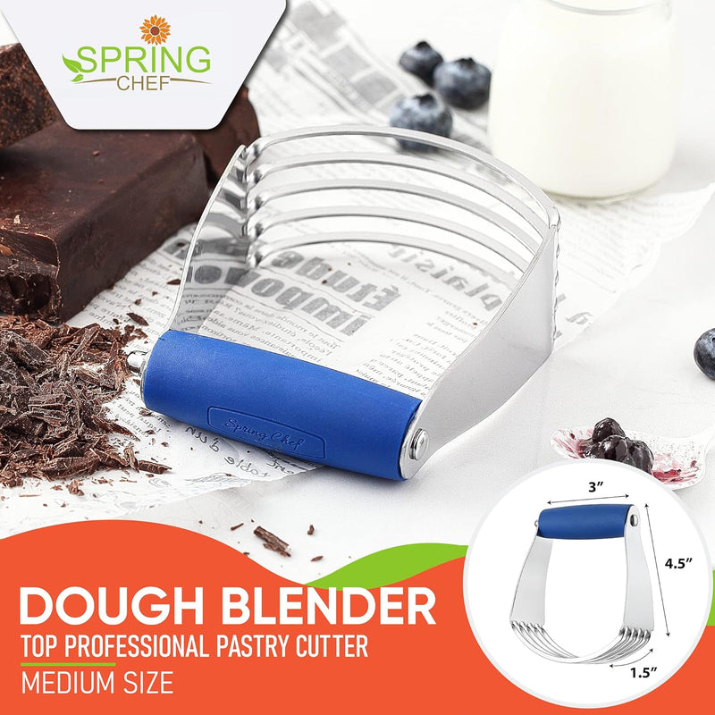 Spring Chef Dough Blender Top Professional Pastry Cutter with Heavy Duty Stainless Steel Blades - Medium Size Black