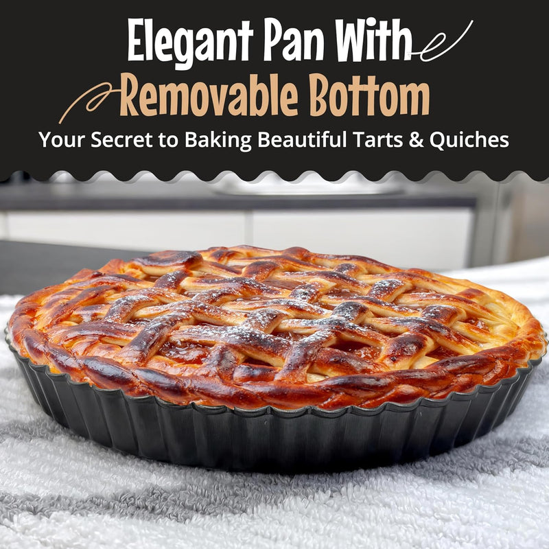 Non-Stick Tart  Quiche Pan - 9 Inch Round Removable Bottom Fluted Design