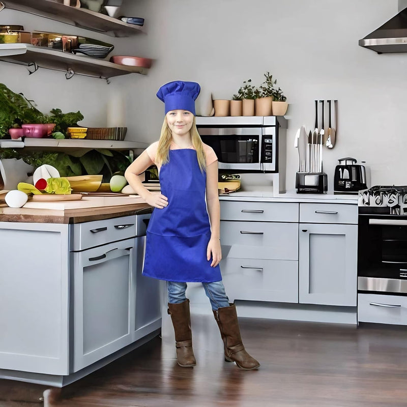 Kids Chef Hat and Apron Set - Real Cooking and Baking Wear Kit