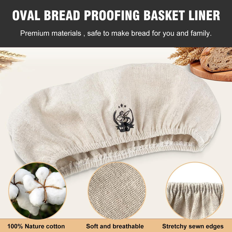 WALFOS 6-Pack Bread Basket Liner - 9 Round Banneton Cloth for Bread Proofing