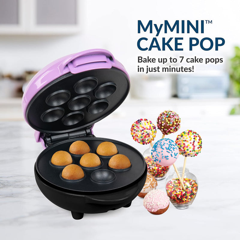 Nostalgia MyMini Cake Pop Maker - Non-Stick Easy-to-Clean Purple 7 Treats