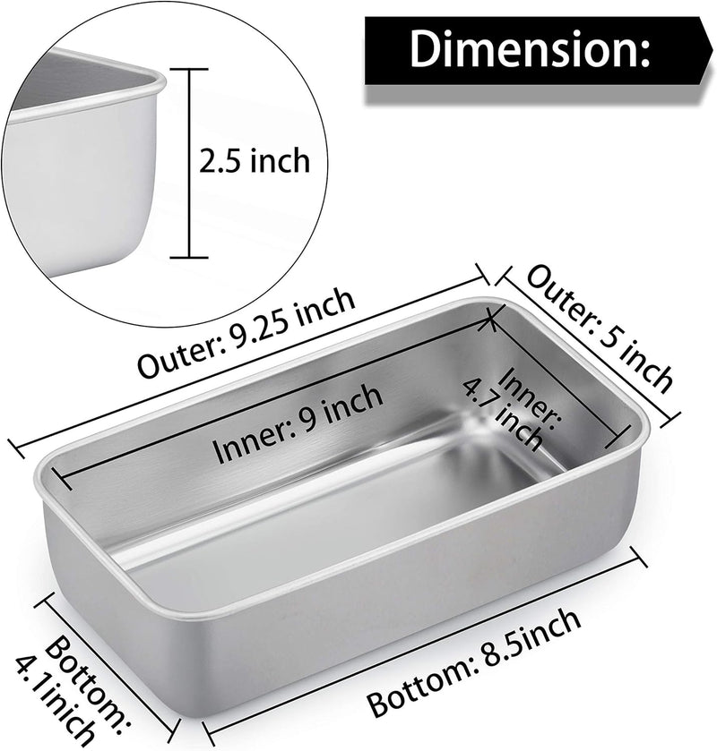 TeamFar Loaf Pans - Set of 2 Stainless Steel Baking Pans for Bread and Meatloaf - Oven  Dishwasher Safe