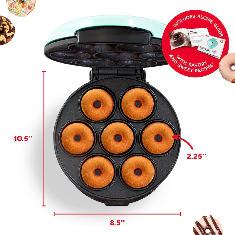 Kid-Friendly Donut Maker with Non-stick Surface - Makes 7 Doughnuts - Aqua