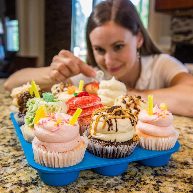 Silicone Muffin Pan and Mini Cupcake Baking Set - 12  24 Cup - Non Stick Tin with Free Recipe eBook  Cups