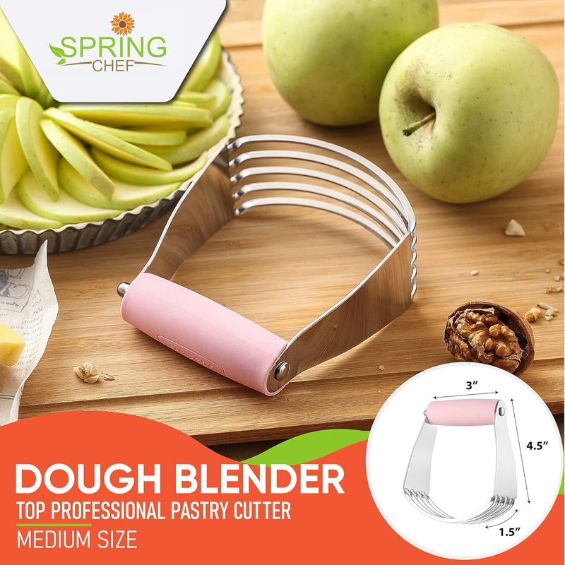 Spring Chef Dough Blender Top Professional Pastry Cutter with Heavy Duty Stainless Steel Blades - Medium Size Black