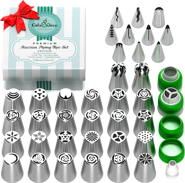 Russian Piping Tips - Complete Cake Decorating Kit with 36 Tulip Icing Nozzles