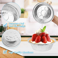 LOYUDEQIU 4 Inch Aluminum Foil Mini Pie Pans 50Pcs - Disposable Small Mini Pie Tins Pot Pie Tins For Bakeries, Cafes, Restaurants - Durable Mini Tart Pans for Pie, Fruit Tarts, Quiche