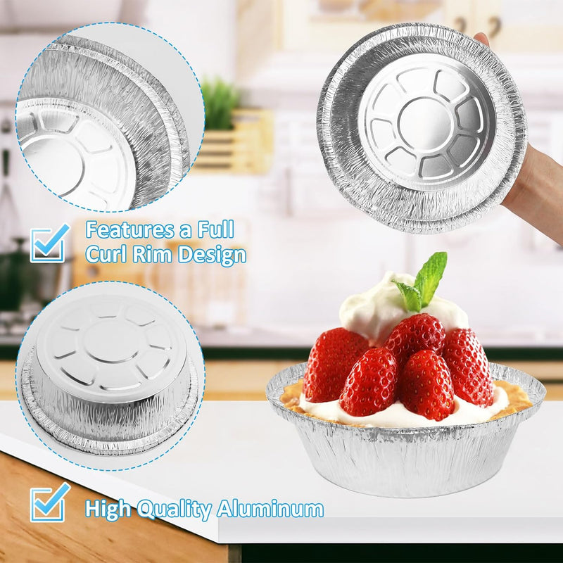 Mini Aluminum Pie Pans - 50 Pack for Bakeries Cafes and Restaurants