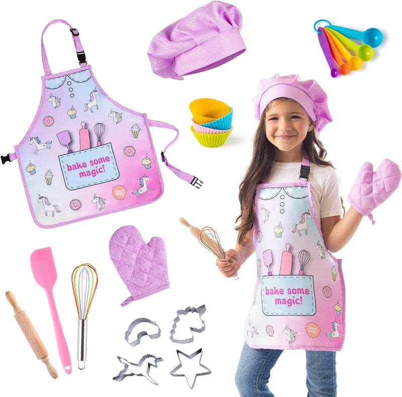 Kids Baking Set with Unicorn Apron - Ages 5  Up