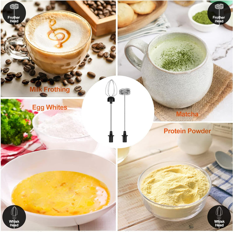 FoodVille MF02 Rechargeable Milk Frother Handheld Foam Maker with Stainless Whisk for Cappuccino, Latte, Bulletproof Coffee, Keto Diet, Protein Powder, Matcha