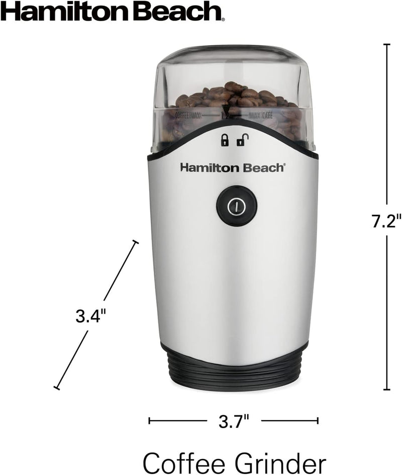 Hamilton Beach 4.5oz Electric Coffee Grinder For Beans, Spices & More, Stainless Steel Blades, Silver (80350RV)